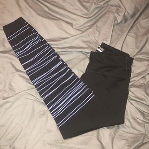 Black Yoga Pants with Blue Stripes